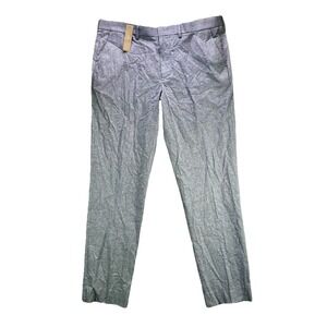 J Crew Pants Mens 34x34 (hemmed 34x32) Gray Slim Fit Chambray Cotton Chino NWT
